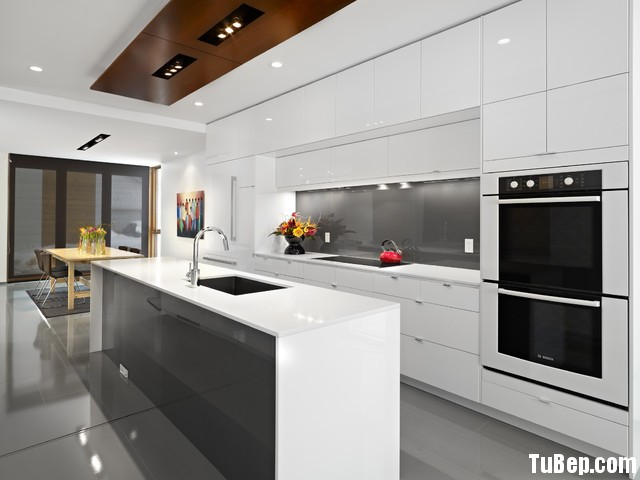 modern kitchen Tủ bếp gỗ MDF Acrylic có bàn đảo – TBN005