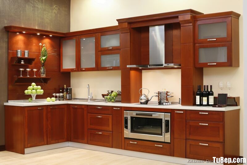 kitchen cabinets modern medium wood 002a s22513579 hood luxury wood hood Tủ bếp gỗ căm xe tự nhiên TBT0019