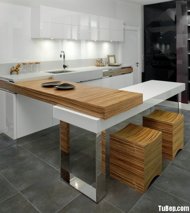 Laminate kết hợp màu trắng và vân gỗ Tủ bếp Acrylic TBN0227
