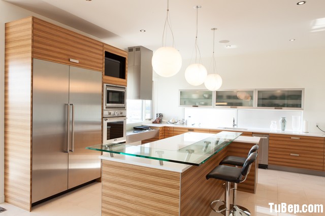 modern kitchen cabinets 9 Tủ bếp Laminate màu vân gỗ chữ L có đảo TBT0549