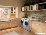 Tủ bếp gỗ Beech đa dụng kiêm chức năng phòng giặt ủi gia đình