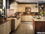 Tủ bếp gỗ Sồi sơn men, có bàn đảo – TBB068
