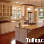 Tủ bếp gỗ tự nhiên Sồi Mỹ sơn men trắng– TBB354
