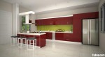 Tủ bếp gỗ Acrylic chữ I màu đỏ – TBB666