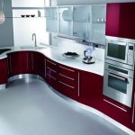 Tủ bếp Acrylic màu hồng chữ L   TBB678