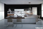 Tủ bếp gỗ Acrylic màu trắng phối vân gỗ chữ L – TBB774