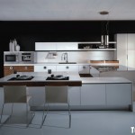 Tủ bếp gỗ Acrylic màu trắng phối vân gỗ chữ L   TBB774