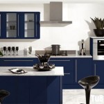 Tủ bếp gỗ Laminate chữ U màu xanh dương   TBB725