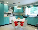 Tủ bếp gỗ Laminate màu xanh – TBB786