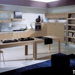 Tủ bếp gỗ Laminate chữ L màu vân gỗ nhạt    TBB667