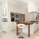 Tủ bếp gỗ tự nhiên sơn men trắng chữ I   TBB0835