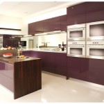 Tủ bếp gỗ Acrylic màu tím có đảo   TBB833