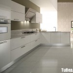 Tủ bếp Acrylic màu trắng chữ L   TBB0879