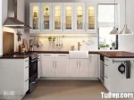 Tủ bếp gỗ tự nhiên sơn men trắng chữ U – TBB1022