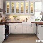 Tủ bếp gỗ tự nhiên sơn men trắng chữ U   TBB1022