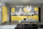 Tủ bếp Laminate  màu vàng chanh, chữ I có bàn đảo – TBB 1106