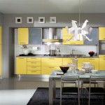 Tủ bếp Laminate  màu vàng chanh, chữ I có bàn đảo   TBB 1106