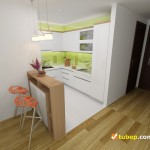 Tủ bếp gỗ Acrylic có bàn Bar   TBB1128