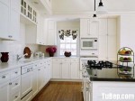 Tủ bếp gỗ Xoan đào tự nhiên sơn men trắng – TBB 1042