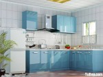 Tủ bếp acrylic màu xanh da trời, chữ L – TBB 1118