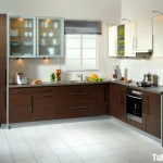 Tủ bếp Laminate màu vân gỗ chữ L   TBB 1227