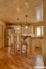 Tủ bếp gỗ Ash tự nhiên chữ L có bar – TBN2205
