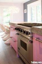 Tủ bếp Melamin xinh xắn với màu hồng sữa – TBN2189