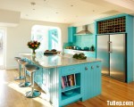 Tủ bếp Sồi sơn men nổi bật với tông màu xanh dạ – TBN3788