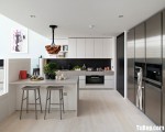 Tủ bếp Inox kết hợp Laminate màu trắng cao cấp – TBN3854