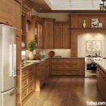 Tủ bếp xoan đào cổ điển cho bếp lớn cao cấp – TBN3915