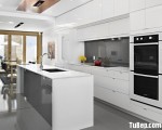 Tủ bếp Acrylic bóng gương kết hợp bàn đảo – TBN4114