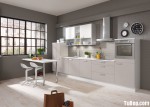 Tủ bếp gỗ Acrylic màu trắng chữ I được thiết kế đơn giản phù hợp với căn hộ gia đình – TBT1938