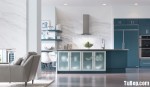 Tủ bếp MDF sơn men màu xanh hòa nhã– TBN4393