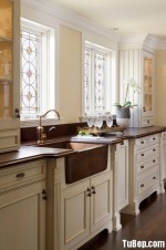 Tủ bếp gỗ Sồi sơn men màu trắng dạng chữ I sang trọng – TBB 2546