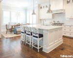 Tủ bếp gỗ tự nhiên sơn men màu trắng phong cách tân cổ điển sang trọng – TBB 2523