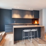 Tủ bếp gỗ Laminate màu xám kiểu chữ I đơn giản và hiện đại – TBT2412