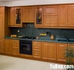 Tủ bếp gỗ tự nhiên sơn men dạng chữ I phong cách tân cổ điển – TBB2958