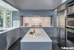 Tủ bếp Melamine trang nhã tông xám xanh chữ L – TBN5108