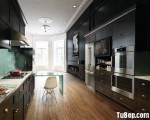 Tủ bếp chữ L chất liệu Căm Xe sơn men màu đen cao cấp – TBN5149