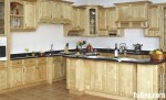 Tủ bếp gỗ Sôì chữ L màu vân gỗ thiết kế bán cổ điển nổi bật – TBT2638