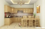 Tủ bếp gỗ Tần Bì vân gỗ sáng đẹp dạng chữ L – TBB3263