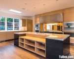 Tủ bếp gỗ Laminate thiết kế thoáng với chữ L có bàn đảo – TBT2781