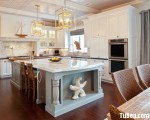 Tủ bếp gỗ Dổi màu trắng sơn men với phong cách sang trọng – TBT2865