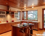 Tủ bếp gỗ Laminate màu vân gỗ thiết kế hiện đại – TBT2840