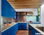 Tủ bếp gỗ Acrylic màu xanh nổi bật mới lạ – TBT2858
