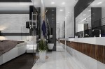 Phòng tắm thanh lịch với hai màu đen và trắng