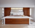 Tủ bếp gỗ Laminate màu vân gỗ chữ I phong cách hiện đại – TBT3018