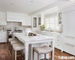 Tủ bếp chất liệu Xoan đào sơn men gam màu trắng sang trọng – TBN3556