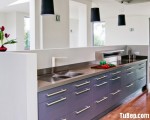 Tủ bếp gỗ Acrylic màu xanh lạ mắt thiết kế chữ I – TBT3036