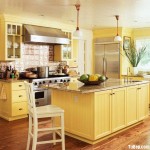 Tủ bếp gỗ Tần Bì chữ I sơn men vàng mang ấm áp về không gian bếp gia đình – TBB3650